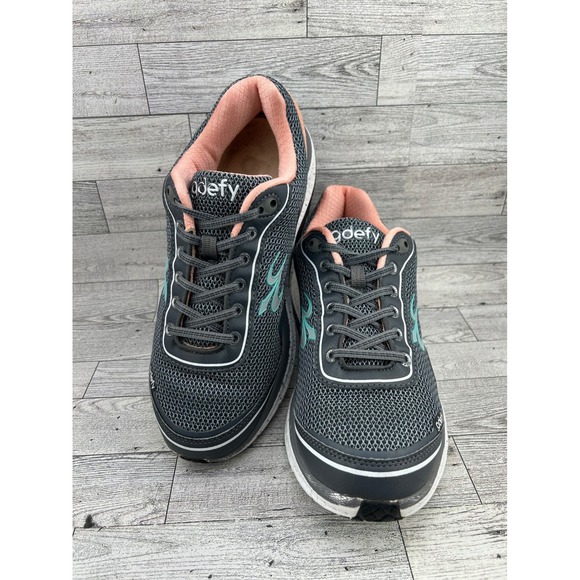 Gravity Defyer Womens Athletic Walking Shoes Gray Turquoise Peach Size 10 - Picture 1 of 14